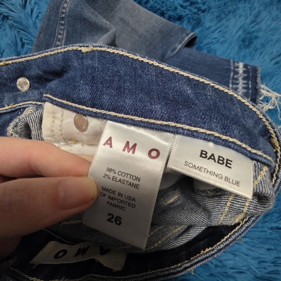 AMO Babe In Something Blue Raw Gem Size 26 Distressed Womens Jeans - Picture 5 of 11